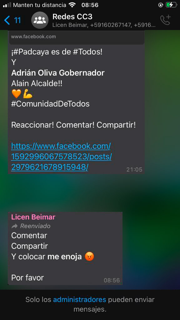 La fábrica de desinformación de Bolivia 4 5 IMAGEN WHATSAPP 2
